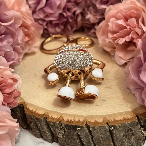 Whimsical White M&M Crystal Character Keychain Charm - Picture 13 of 16